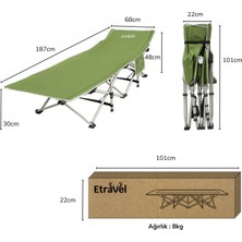 Etravel CR-1188  Katlanabilir Şezlong Kamp Yatağı Plaj Yatağı Kampet Yeşil