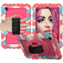 Xfashion Samsung Galaxy Tab Için A 8.4 (2020) Silikon+Pc Tablet Kılıfı Döner Kickstand Cover/ Omuz Kayışı (Yurt Dışından)