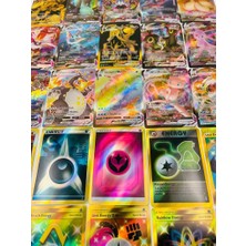 Abetto Market Pokemon Gx, Vmax, Vstar ve Energy Set 100 Adet Pokemon Parlak Oyun Kartı