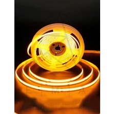 Ema Dükkan 12V COB Şerit LED 5 Metre Amber Işık | 320 LEDli | Adaptörlü Kullanıma Hazır | 12W/m IP20