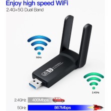 Apera BN43 USB Wifi Kablosuz Ağ Adaptörü Wireless 1300MBPS Windows Macos Linux