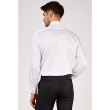 Romano Botta Erkek Beyaz Düz Slim Fit Uzun Kol Gömlek
