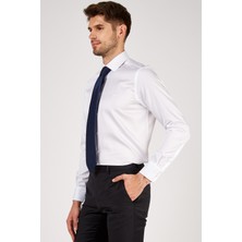 Romano Botta Erkek Beyaz Düz Slim Fit Uzun Kol Gömlek