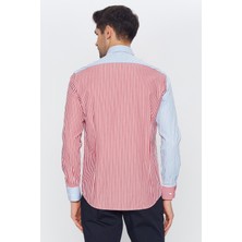 Romano Botta Erkek Beyaz  Multicolor Çizgili Slim Fit Uzun Kol Gömlek