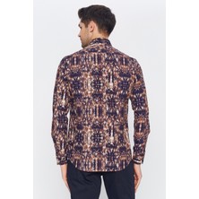 Romano Botta Erkek Lacivert Multicolor Desenli Slim Fit Uzun Kol Gömlek