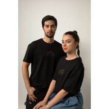 Planet X Wear Oversize Nakışlı Pamuk Siyah Tişört