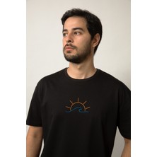 Planet X Wear Oversize Nakışlı Pamuk Siyah Tişört
