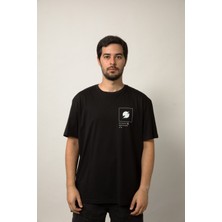Planet X Wear Relaxed Fit Baskılı Pamuk Siyah Tişört