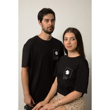 Planet X Wear Relaxed Fit Baskılı Pamuk Siyah Tişört
