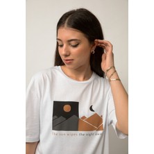 Planet X Wear Relaxed Fit Baskılı Pamuk Beyaz Tişört