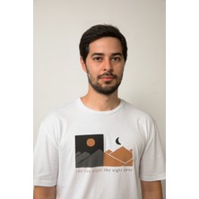 Planet X Wear Relaxed Fit Baskılı Pamuk Beyaz Tişört