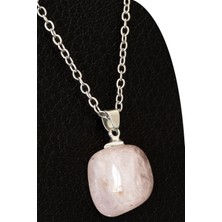 Tesbih Atölyesi   Ham Açık Pembe Kuvars Taşı Kolye (Mini Boy)