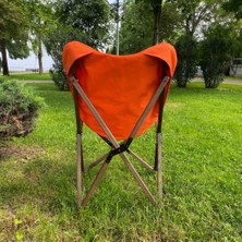 Bag The Joy Ahşap Katlanır Kamp & Bahçe Sandalyesi – Antrasit - Turuncu Kılıf