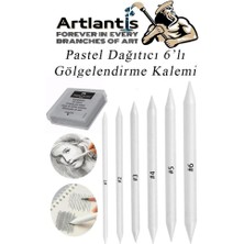 Pastel Dağıtıcı Gölgelendirme Kalemi 6 Lı 1 Paket ve 1 Adet Hamur Silgi Kaynaştırma Kalemi Kara Kalem Dağıtıcı Kalem Kağıt Kalem