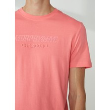 Murphy&nye Bisiklet Yaka Düz Pembe Erkek T-Shirt Emboss T-Shırt