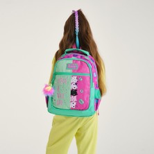 Coral High Kids Pembe Su Yeşili Kedi Desenli 2'li Okul Çanta Seti SET0223490