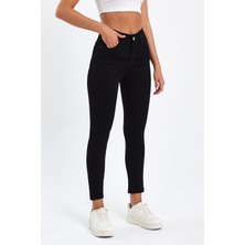 Tref Jns Siyah Yüksek Bel Dar Paça Skinny Power Likralı Kot Pantalon Trefjeans-2-Siyah