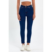 Tref Jns Mavi Yüksek Bel Dar Paça Skinny Power Likralı Kot Pantalon Trefjeans-2-Mavi