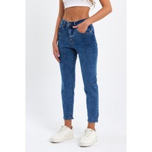 Tref Jns Koyu Mavi Mom Jeans Likralı Kot Pantolon Koyu-Mavi-Mom-Jean-1