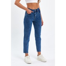 Tref Jns Koyu Mavi Mom Jeans Likralı Kot Pantolon Koyu-Mavi-Mom-Jean-1