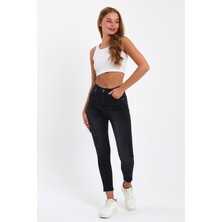 Tref Jns Siyah Likralı Yüksek Bel Dar Paça Skinny Power Likralı Kot Pantalon TREF-SIYAH-JEANS-56903