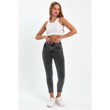 Tref Jns Gri Yüksek Bel Dar Paça Skinny Power Likralı Kot Pantalon Trefjeans-6-Gri