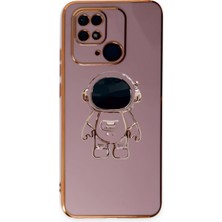 HappyCase Xiaomi Redmi 10C Astronot Standlı Kılıf Mor