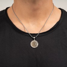 Tesbih Sepetim Hz Süleyman Mührü Motifi Işlemeli 925 Ayar  Gümüş Kolye