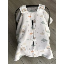 Derin Boutique Bej Örgü Soft Gökkuşak Müslin Çift Yönlü Puset Örtüsü