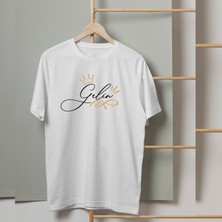Mor Mürekkep Gelin Taçlı Yazı Baskılı Kadın Tshirt