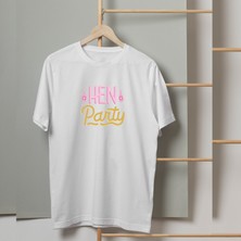 Mor Mürekkep Hen Party Yazı Baskılı Kadın Tshirt