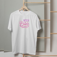 Mor Mürekkep Pembe Team Bride Yazı Baskılı Kadın Tshirt