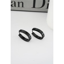 By Zeyna Aksesuar Kadın 316 L Paslanmaz Çelik 2,5 cm Elips Model Küpe