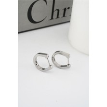 By Zeyna Aksesuar Kadın 316 L Paslanmaz Çelik 1.8 cm Oval Model Küpe