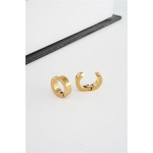 By Zeyna Aksesuar Unisex 316 L Paslanmaz Çelik 1.5 cm Sıkıştırmalı Halka  Model Küpe