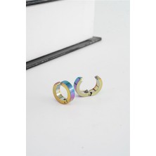 By Zeyna Aksesuar Unisex 316 L Paslanmaz Çelik 1.5 cm Sıkıştırmalı Halka  Model Küpe