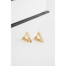 By Zeyna Aksesuar Unisex 316 L Paslanmaz Çelik 1.5 cm Üçgen Model Küpe
