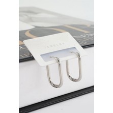 By Zeyna Aksesuar Kadın 316 L Paslanmaz Çelik 2.5 cm Dikdörtgen Model Küpe