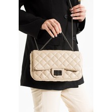 Kadın Kapitone Desenli Kilit Detaylı Zincirli Çanta LF-5032