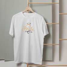 Mor Mürekkep Bride Yazılı Yüzük Baskılı Kadın Tshirt