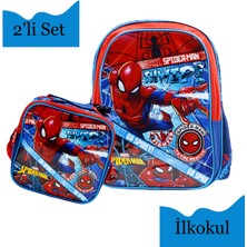 Frocx Marvel Spider Man Lisanslı Ilkokul Çantası 2 Bölmeli ve Beslenme Çantası