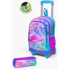 Coral High Kids Lavanta Pembe Flamingo Desenli Çekçekli 2'li Çanta Seti SET0223905