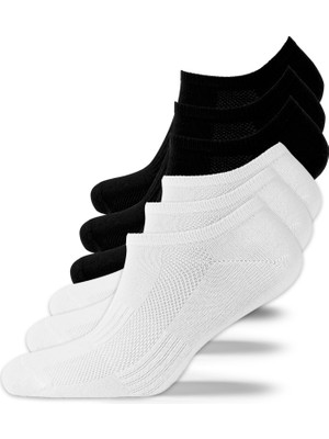 Sonnors Kadın ve Erkek 6 Lı Spor Ayakkabı Çorabı Sneaker Siyah Beyaz Organik Pamuklu Patik Çorap