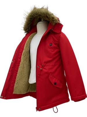 Asortix Peluş Astarlı Içi Kürklü Çıkartılabilir Kapüşonlu Kız Çocuk Kışlık Mont KABAN-MNT-0005