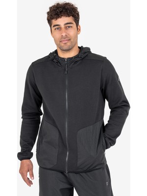 Lescon Siyah Erkek Fermuarlı Kapüşonlu Sweatshirt 23N-1101