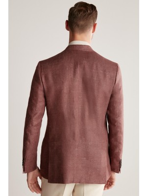 Hemington Keten Yün Karışım Bordo Yazlık Blazer Ceket