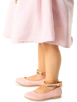 Kiko Kids Ankle Cilt Cırtlı Kız Çocuk Fiyonklu Babet Ayakkabı Bilekten Bağlamalı