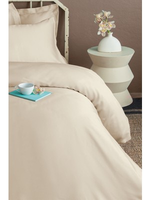 Issimo Home Simply Orchid Beige Çift Kişilik %100 Pamuk Saten Nevresim Takımı