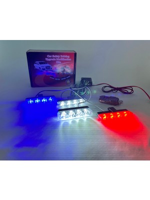 Femex Mavi Kırmızı Beyaz Panjur Led 4lü Çakarlı Modlu Kumandalı 12v