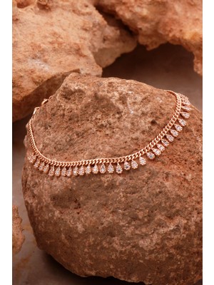 Sümer Telkari Gurmet Sıra Taşlı Damla Rose Gümüş Bileklik 4364